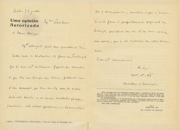 -, Sonstiges Objekt: ; '[...] Uma opinião Autorizada [...]'