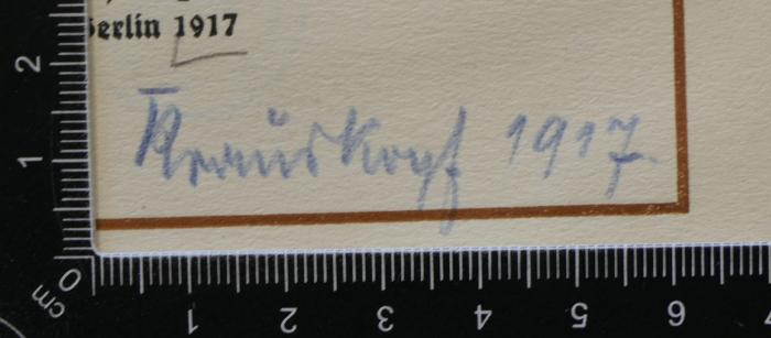 - (Krauskopf), Von Hand: Autogramm; 'Krauskopf 1917'. 