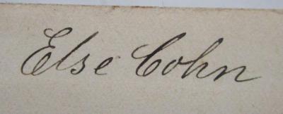Sa 505: A new french and english dictionary (1906);- (Cohn, Else), Von Hand: Autogramm, Name; 'Else Cohn'. 