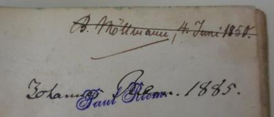 - (Möllmann, B.), Durchgestrichen: Autogramm, Datum; 'B. Möllmann, 4. Juni 1850.'.  (Prototyp)