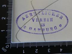 - (Ärztlicher Verein (Hamburg)), Stempel: Berufsangabe/Titel/Branche, Ortsangabe; 'Aerztlicher Verein in Hamburg'. 