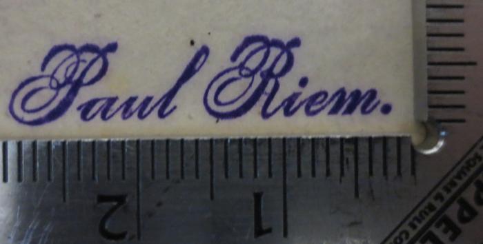 - (Riem, Paul), Stempel: Autogramm; 'Paul Riem'.  (Prototyp)