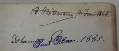 - (Riem, Johannes), Von Hand: Autogramm, Datum; 'Johannes Riem. 1885.'.  (Prototyp)