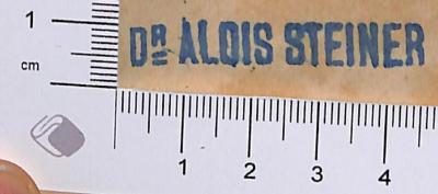 - (Steiner, Alois Dr. ), Stempel: ; 'Dr. Alois Steiner'.  (Prototyp)