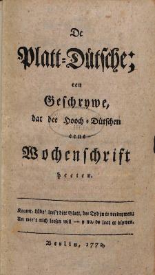 DLIT8428 : &lt;&gt; Platt-Dütsche (1772-1772)
