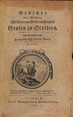 DLIT8287 : Gedichte der Brüder Christian und Friedrich Leopold Grafen zu Stolberg (1779)