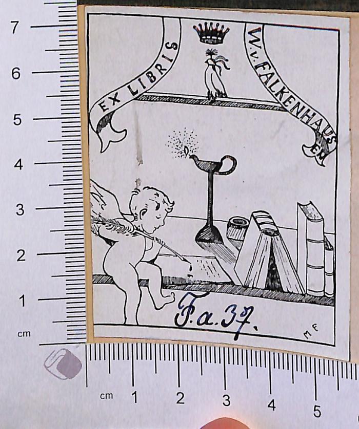 -, Etikett: Exlibris; 'W.v. Falkenhausen, F.a.37.' (Prototyp)