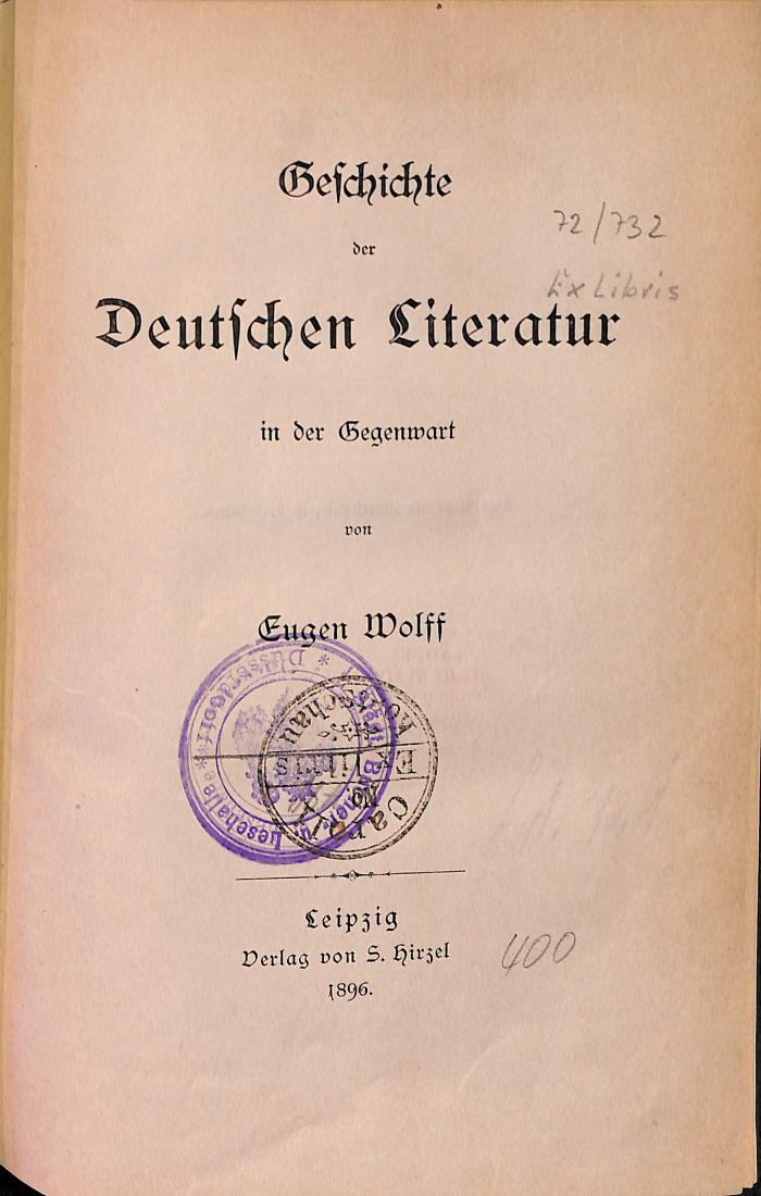 DLIT8830 : Geschichte der Deutschen Literatur in der Gegenwart (1896)