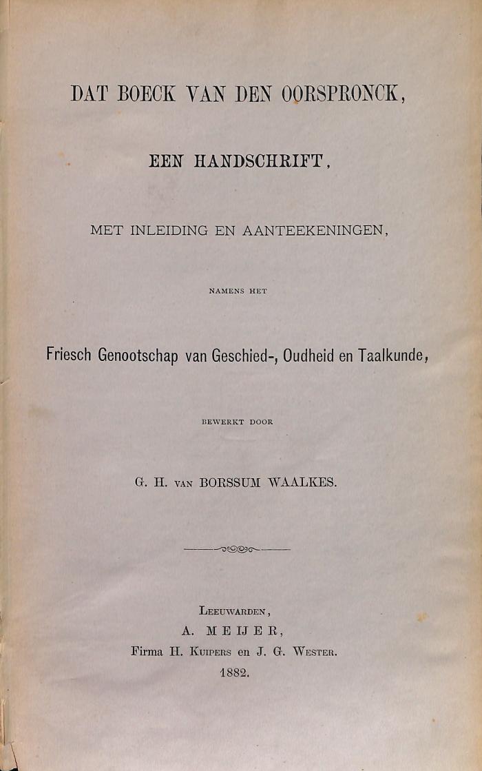 DLIT8767 : &lt;&gt; boeck van den oorspronck (1882)