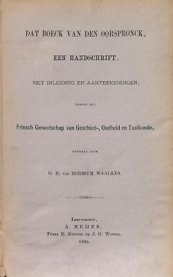 DLIT8767 : &lt;&gt; boeck van den oorspronck (1882)
