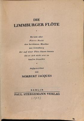 DLIT8753 : &lt;&gt; Limmburger Floete (1929)
