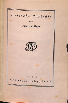 DLIT8893 : Lyrische Porträte (1912)