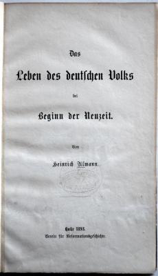 Zs 2031 : Das Leben des deutschen Volks bei Beginn der Neuzeit. (1893)
