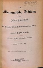 DLIT8780 : &lt;&gt; alemannische Dichtung seit Johann Peter Hebel (1881)
