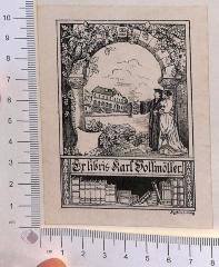 - (Vollmöller, Karl), Etikett: Exlibris; 'Karl Vollmöller'.  (Prototyp)