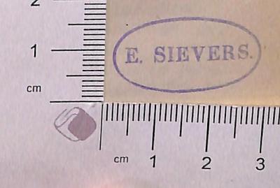 - (Sievers, E.), Stempel: ; 'E. Sievers'.  (Prototyp)