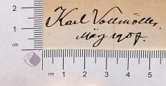 - (Vollmöller, Karl), Von Hand: Autogramm; 'Karl Vollmöller 
März 1907'.  (Prototyp)