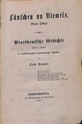 DLIT8783 : Läuschen un Riemels (1859)