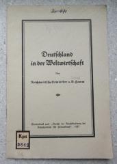 Kps 5642 : Deutschland in der Weltwirtschaft. [Sonderdruck aus: "Bericht der Reichskonferenz der Reichszentrale für Heimatdienst", 1927] (1927)