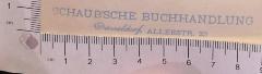 - (Schaub'sche Buchhandlung Düsseldorf), Stempel: Buchhändler; 'Schaub'sche Buchhandlung Düsseldorf, Alleestraße 23'.  (Prototyp)
