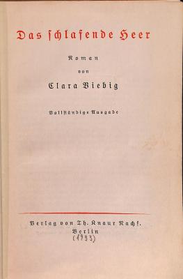 DLIT8903 : &lt;&gt; schlafende Heer ([1933])