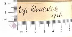 - (Wunderlich, Elfi), Von Hand: Autogramm; 'Elfi Wunderlich 1926'.  (Prototyp)