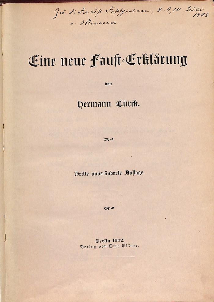 DLIT10362 : &lt;&gt; neue Faust-Erklärung (1902)