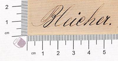 - (Bleicher, [?]), Von Hand: Autogramm; 'Bleicher'.  (Prototyp)