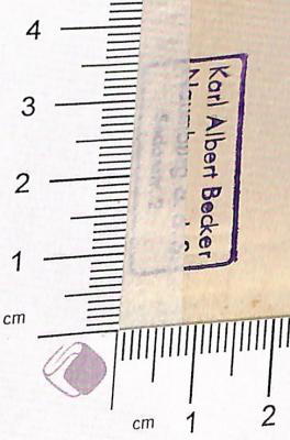 - (Becker, Karl Albert), Stempel: ; 'Karl Albert Becker Naumburg a.d.S. Sadonstr. 2'.  (Prototyp)
