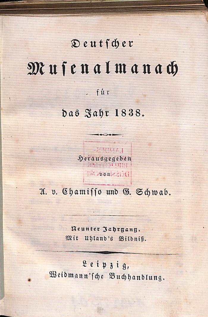 DLIT10325 : Deutscher Musenalmanach (1833-1841)