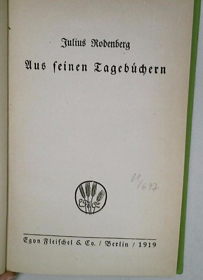 DLIT10504 : Aus seinen Tagebüchern (1919)