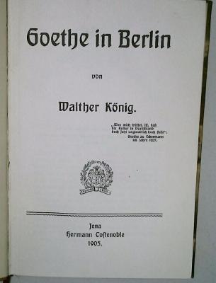 DLIT10501 : Goethe in Berlin (1905)