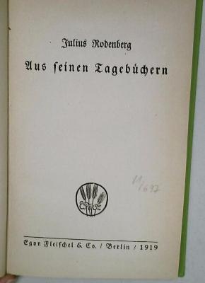 DLIT10504 : Aus seinen Tagebüchern (1919)