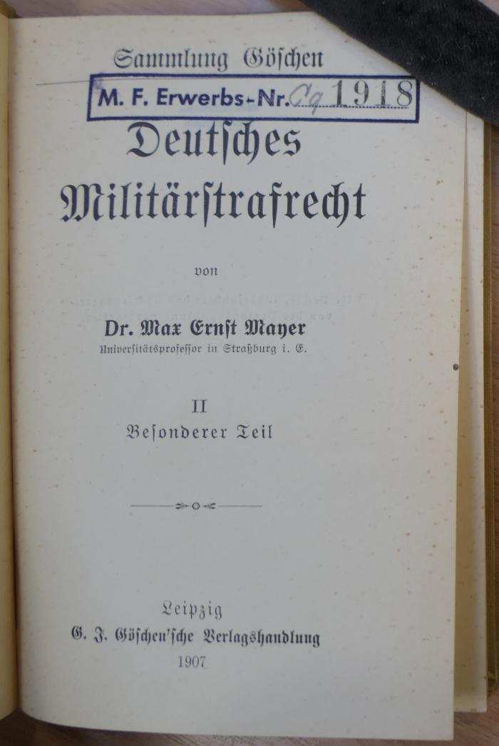  Deutsches Militärstrafrecht. - 2. Besonderer Teil. (1907)