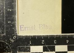 - (Blau, Ernst), Stempel: Name; 'Dr. Ernst Blau'.  (Prototyp)