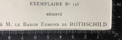 - (de Rothschild, Edmond James), Sonstiges Objekt: Widmung; 'Réservé à M. le Baron Edmond de Rothschild'. 