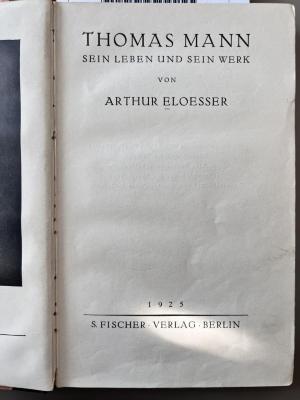 00/6863 : Thomas Mann : sein Leben und sein Werk (1925)