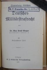  Deutsches Militärstrafrecht. - 2. Besonderer Teil. (1907)