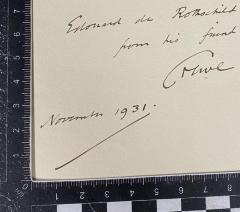 - (de Rothschild, Édouard), Von Hand: Widmung; 'Edouard de Rothschild from his friend Crewe November 1931'. 