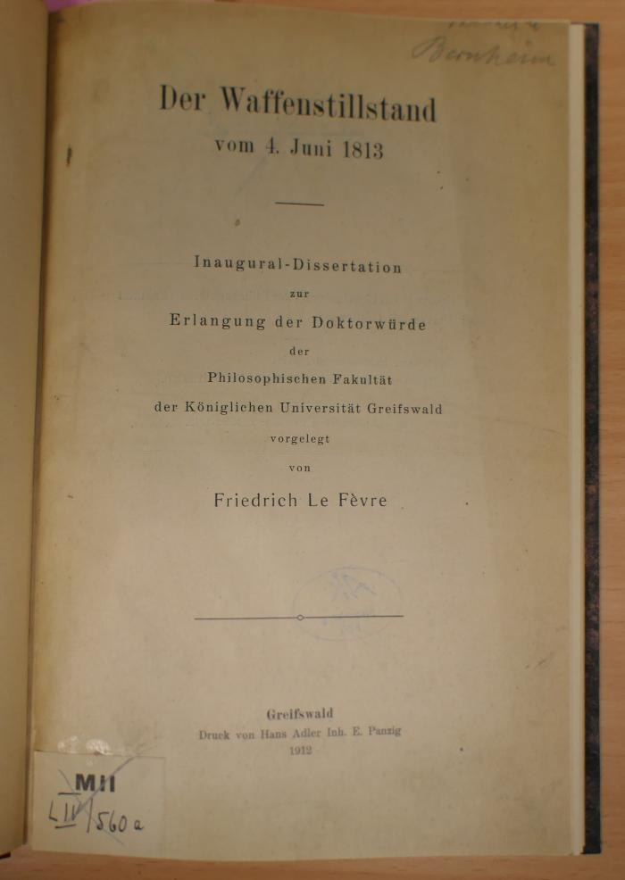 10 08 1064 : Der Waffenstillstand vom 4. Juni 1813 (1912)