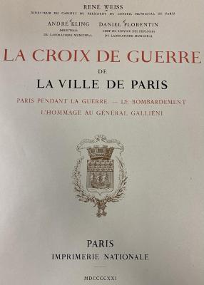 Q 00/1961 : La croix de guerre de la ville de Paris (1921)