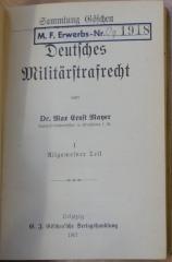 01/918.1 : Deutsches Militärstrafrecht. - 1. Allgemeiner Teil. (1907)