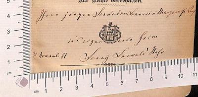 - (Lewald, Franny), Von Hand: Widmung; 'Ihrer jungen [fünf unleserliche Worte] Margarethe [fünf unleserliche Worte] 31 November 81 Fanny Lewald Stahr'. 