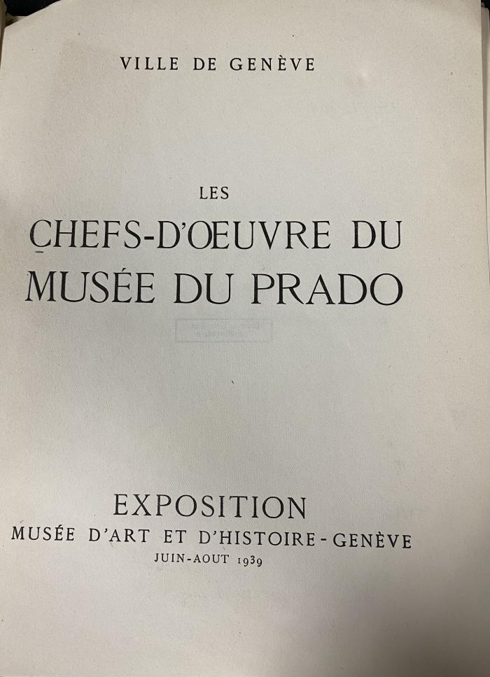 00/12101 : Les Chefs-d’oeuvre du Musee du Prado (1939)