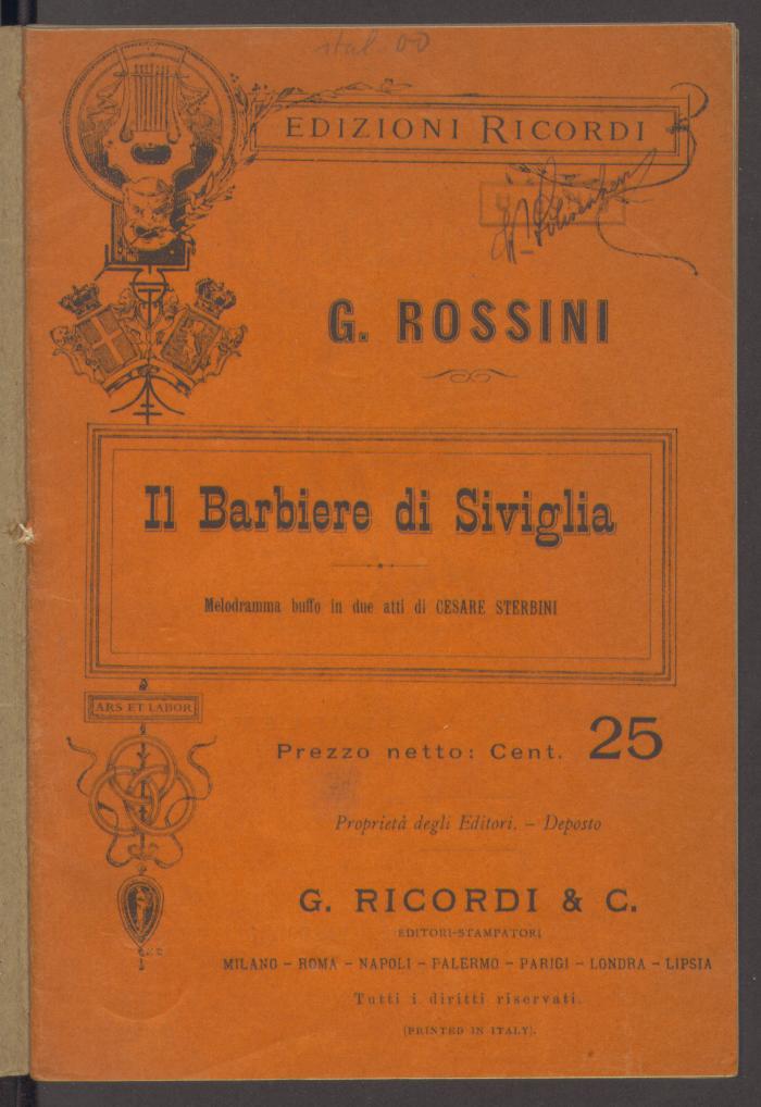 Nyr 82848:F8 : Il barbiere di Siviglia : melodramma buffo in due atti. (um 1904)