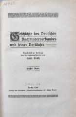 Fq 56671:1:F8 : Geschichte des deutschen Buchbinderverbandes und seiner Vorläufer. 1. (1910)