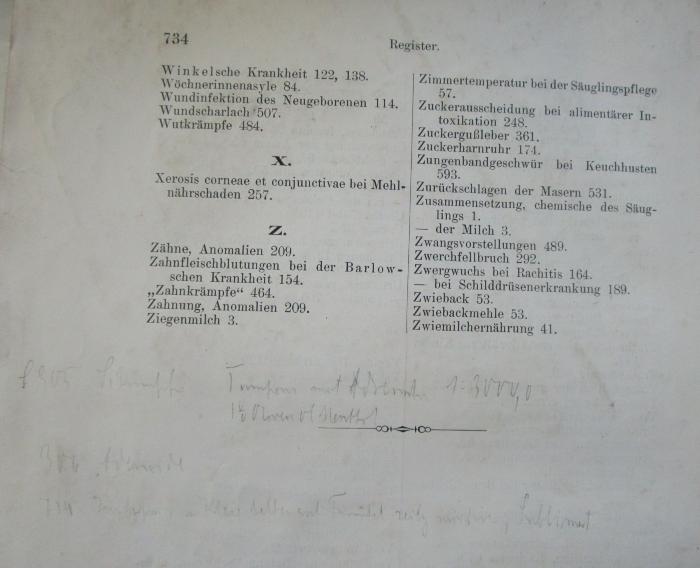 Kl 445: Lehrbuch der Kinderheilkunde (1911);- (unbekannt), Von Hand: Annotation. 