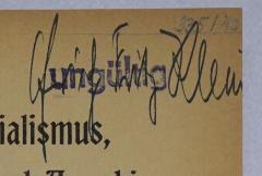 - (Klein, Erich Fritz), Von Hand: Autogramm, Name; 'Erich Fritz Klein'. 