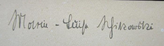 Ki 506 f: Diätische Therapie nebst Diätbeispielen (1928);- (Schikowski, Marie-Luise), Von Hand: Autogramm, Name; 'Marie-Luise Schikowski'. 