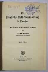 Bb 217&lt;2&gt; : Die städtische Selbstverwaltung in Preußen (1912)